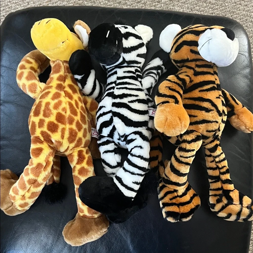 Nici by Enesco plush zebra, tiger and giraffe set